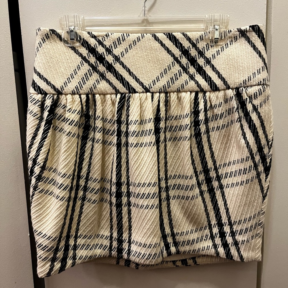 Pink Tartan cream black check tweed skirt